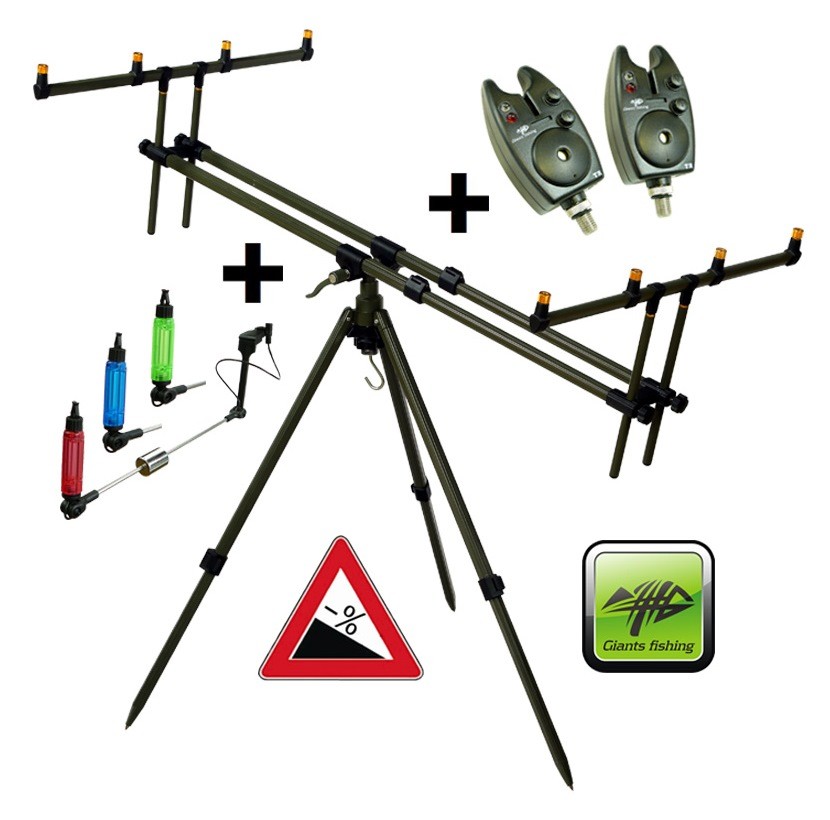 Giants Fishing Tripod Army 4 Rods + 2x hlásič, 2x indikátor záběru zdarma!