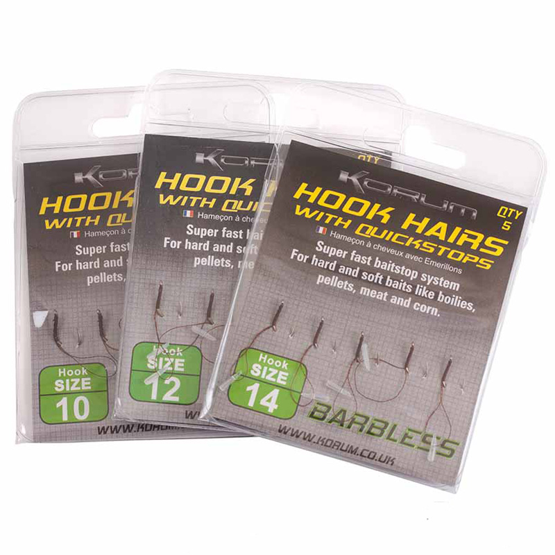 Korum Hook Hairs with Quickstops Barbless vel.6 bez protihrotu
