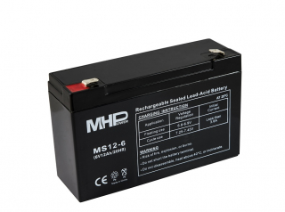 MHPower 6V/12Ah, bezúdržbový olověný akumulátor