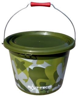 Bait-Tech Groundbait Bucket & Lid 18l - Green Camo